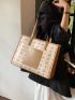 Fashionable Shoulder Tote Bag Bear & Letter Graphic Double Handle