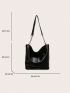 Minimalist Hobo Bag Large Capacity Black Pu