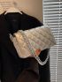 Small Square Bag Metallic Funky Quilted Chain Flap PU