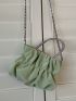 Minimalist Ruched Bag Double Handle Green