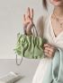 Minimalist Ruched Bag Double Handle Green