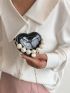 Small Innovative Heart Shaped Crocodile Detail Chain Strap Bag