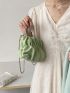 Minimalist Ruched Bag Double Handle Green