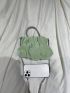 Minimalist Ruched Bag Double Handle Green