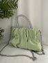 Minimalist Ruched Bag Double Handle Green