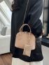 Crocodile Embossed Dome Bag Double Handle Zipper Chain Felt Elegant With Coin Purse
