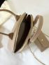 Crocodile Embossed Dome Bag Double Handle Zipper Chain Felt Elegant With Coin Purse
