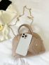 Crocodile Embossed Dome Bag Double Handle Zipper Chain Felt Elegant With Coin Purse