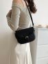 Mini Saddle Bag Litchi Embossed Buckle Decor Flap PU Elegant
