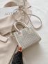 Mini Square Bag Studded Decor Punk Adjustable-strap
