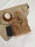 Hollow Out Crochet Bag Vacation Zipper Polyester