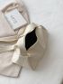 Litchi Embossed Hobo Bag Beige Fashionable Adjustable Strap