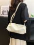 Litchi Embossed Hobo Bag Beige Fashionable Adjustable Strap