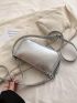Metallic Baguette Bag Metal Decor Small Funky