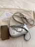 Metallic Baguette Bag Metal Decor Small Funky