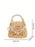 Mini Gold Rhinestone Decor Square Bag For Party