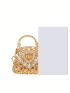 Mini Gold Rhinestone Decor Square Bag For Party