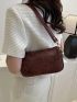 Solid Color Floral Print Fashionable Adjustable Shoulder Strap Square Bag For Daily Use