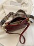 Solid Color Floral Print Fashionable Adjustable Shoulder Strap Square Bag For Daily Use