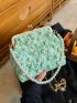 Mini Faux Pearl Decor Kiss Lock Crossbody Bag Green