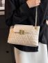 Solid Color Geometric Pattern Flap Metal Chain Square Bag For Work or Commute