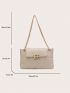 Solid Color Geometric Pattern Flap Metal Chain Square Bag For Work or Commute