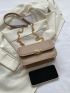Mini Women's PU Bag, Solid Color Flap Top Crossbody Bag With Chain Strap