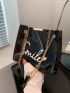 Alphabet Printed Square Bag Metal Chain Strap