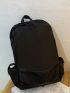 Black Classic Backpack Minimalist Adjustable Strap For Daily