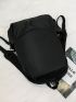Black Classic Backpack Minimalist Adjustable Strap For Daily