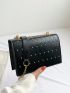 Mini Flap Square Bag Stitch Detail Studded Decor