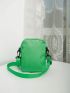 Mini Square Bag Letter Patch Decor Zip Front Nylon