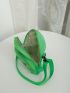 Mini Square Bag Letter Patch Decor Zip Front Nylon