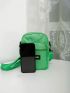 Mini Square Bag Letter Patch Decor Zip Front Nylon