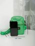 Mini Square Bag Letter Patch Decor Zip Front Nylon