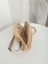 Mini Square Bag Letter Patch Decor Zip Front Nylon