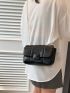 Small Flap Square Bag Quilted Pattern Minimalist Black