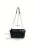 Small Flap Square Bag Quilted Pattern Minimalist Black