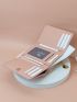 Flower Embossed Small Wallet Trifold Multi-Function With Zipper