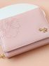 Flower Embossed Small Wallet Trifold Multi-Function With Zipper