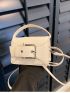 Mini Beige Square Bag Buckle Decor Fashionable Top Handle