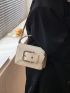 Mini Beige Square Bag Buckle Decor Fashionable Top Handle