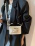 Mini Beige Square Bag Buckle Decor Fashionable Top Handle