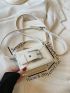 Mini Beige Square Bag Buckle Decor Fashionable Top Handle