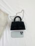 Mini Crocodile Embossed Chain Strap Square Bag Black Elegant