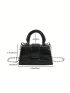 Mini Crocodile Embossed Chain Strap Square Bag Black Elegant