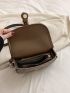 Geometric Pattern Saddle Bag Buckle Decor Elegant Flap Adjustable Strap