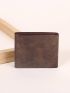 Brown Small Wallet Stitch Detail Credit Card Holder For Daily
