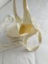 Floral Pattern Shopper Bag Polyester Casual Beige