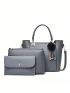 3pcs Bag Set Satchel Clutch Envelope Bag PU Grey Fashionable
